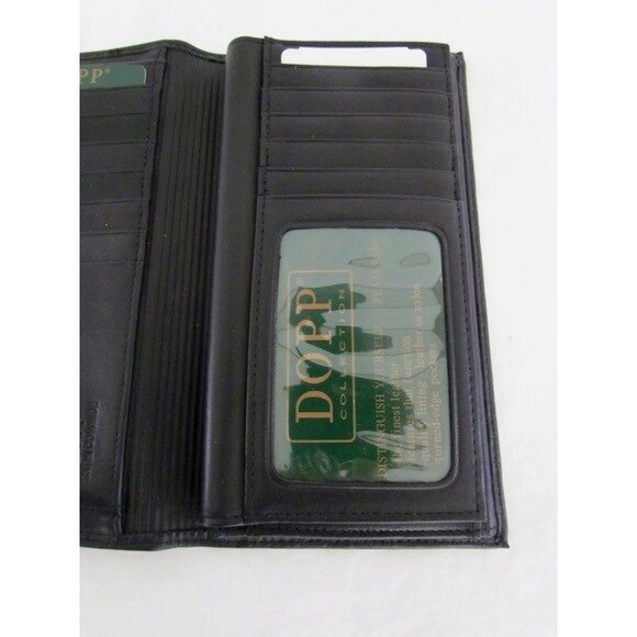 Vintage Dopp All Leather Black Checkbook Wallet Large Deadstock New in Boz - Picture 13 of 16